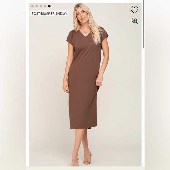 NWOT Pink Blush maternity midi t-shirt dress - Picture 3 of 4